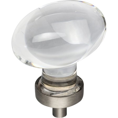 Jeffrey Alexander 1-5/8" Overall Length Brushed Pewter Football Glass Harlow Cabinet Knob G110L-BNBDL